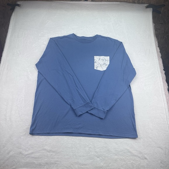 Vineyard Vines  Blue w/ Gray Camo Logo Long Sleeve T-Shirt Men's Size XXL - Picture 1 of 13